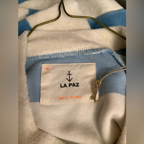 La Paz Men’s Sky Blue Towel Stripes Crew Neck Sweater Sz. Small New With Tags - Picture 9 of 12